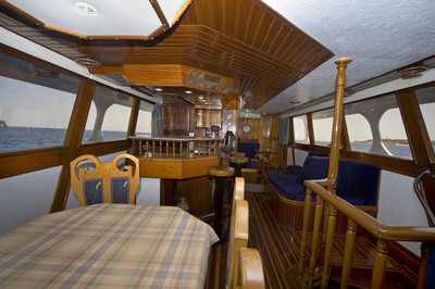 Dining area on King Snefro 3 Liveaboard Diving Motor Yacht in Sharm el Sheikh Egypt
