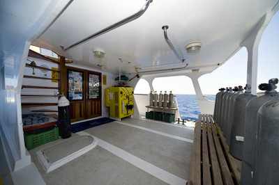Dive Deck on King Snefro 3 Liveaboad Diving Motor Yacht in Sharm el Sheikh Egypt
